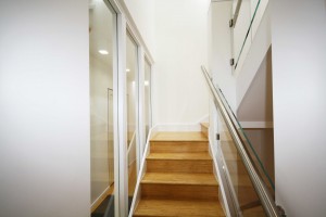 Natural Strand Woven Uniclic Bamboo Flooring on Stair Case